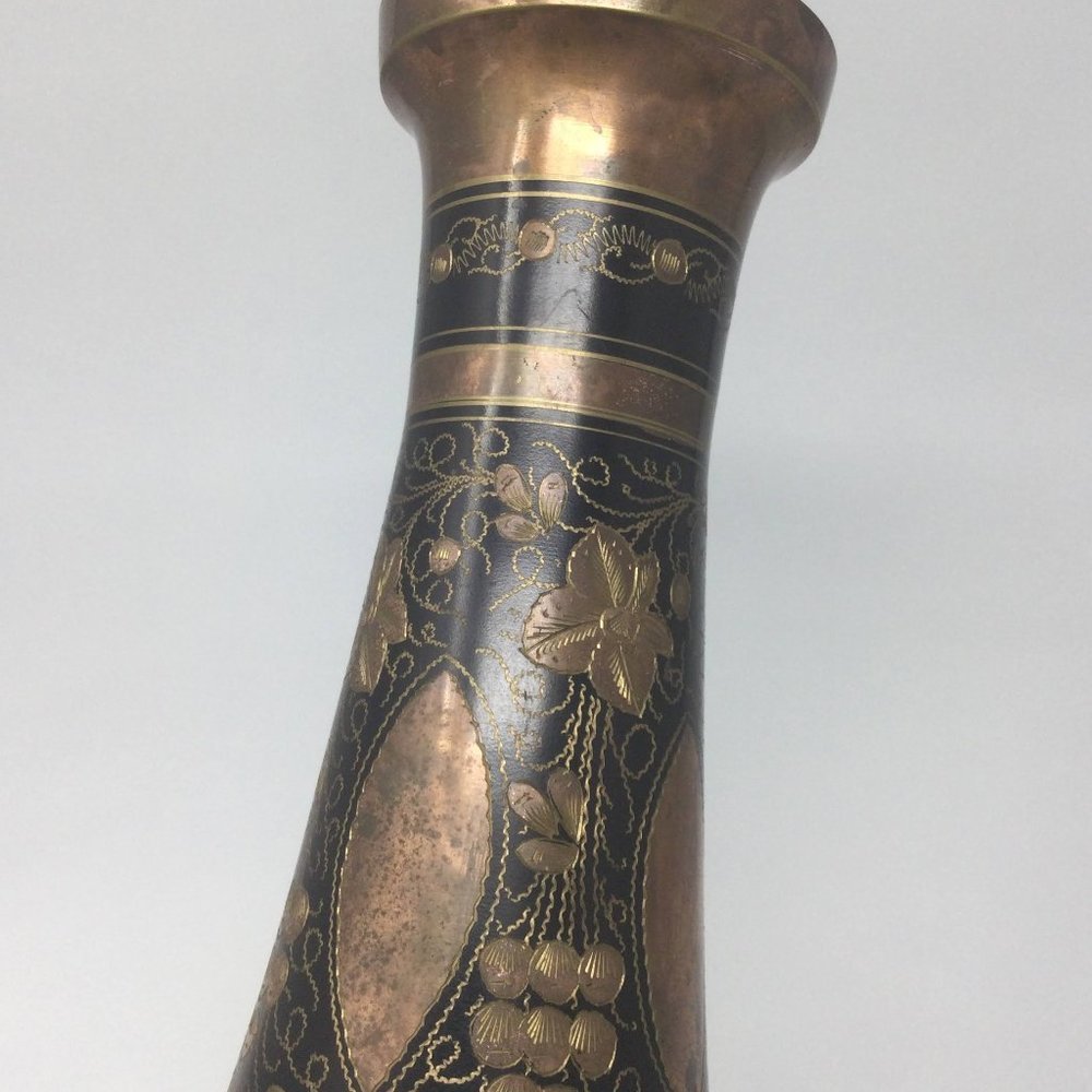 Copper Decorative Vase Vintage Hand Etched India - Picture 5 of 16